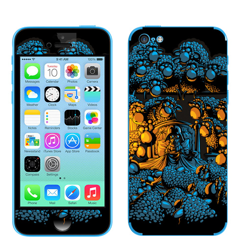 Наклейка на Телефон Apple iPhone 5C «Бессонница»,  купить в Москве – интернет-магазин Allskins, военные, звёзды и войны, темный, синий, бессонница, овцы, дартаньян, оранжевый, желтый, голубой, 300 Лучших работ