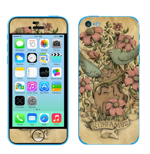 Наклейка на Телефон Apple iPhone 5C Rideamus,  купить в Москве – интернет-магазин Allskins, милые животные, 300 Лучших работ, цветы, птицы, текстура, контрабас, женские