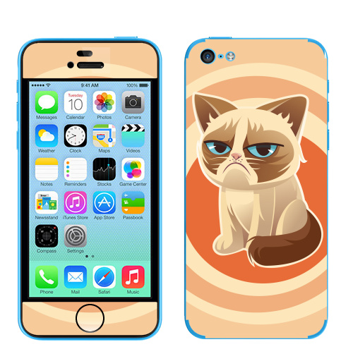 Наклейка на Телефон Apple iPhone 5C Сурове, грустне, котячне,  купить в Москве – интернет-магазин Allskins, милые животные, 300 Лучших работ, любовь, кошка, персонажи, женские