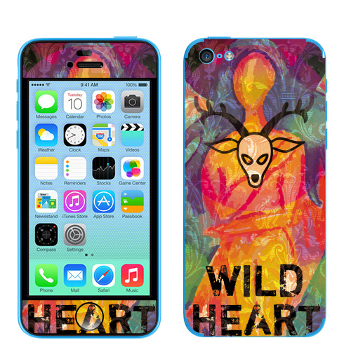 Наклейка на Телефон Apple iPhone 5C Wild heart,  купить в Москве – интернет-магазин Allskins, животные, позитив, девушка, психоделика