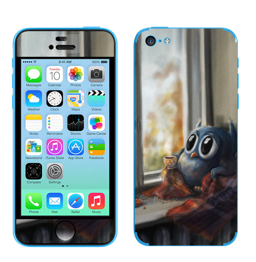 Наклейка на Телефон Apple iPhone 5C Vanilla Owl,  купить в Москве – интернет-магазин Allskins, ваниль, хипстер, сова, птицы, осень, графика, любовь, тренд, 300 Лучших работ