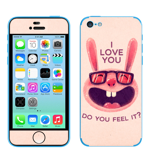 Наклейка на Телефон Apple iPhone 5C Влюбленный зая,  купить в Москве – интернет-магазин Allskins, заяц, животные, любовь, улыбка, сердце, хипстер, для влюбленных