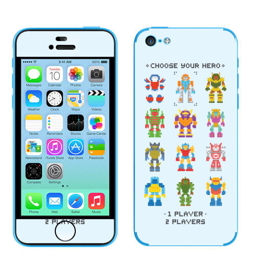 Наклейка на Телефон Apple iPhone 5C МОЙ ГЕРОЙ,  купить в Москве – интернет-магазин Allskins, пиксель арт, детские, супермен, робот, transformer, ретро, гики