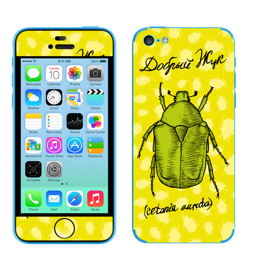 Наклейка на Телефон Apple iPhone 5C ДОБРЫЙ ЖУК,  купить в Москве – интернет-магазин Allskins, жук, насекомые, латынь, доброта, бронзовка