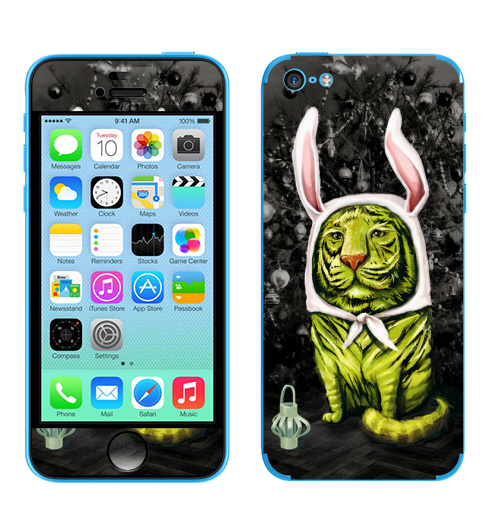 Наклейка на Телефон Apple iPhone 5C Заинька,  купить в Москве – интернет-магазин Allskins, утренник, новый год, заяц, тигры, крутые животные