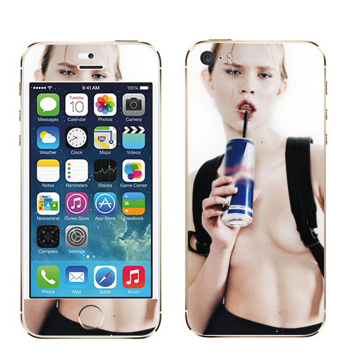 Наклейка на Телефон Apple iPhone 5S, 5SE Девочка с трубочкой,  купить в Москве – интернет-магазин Allskins, модели, секс, фотография