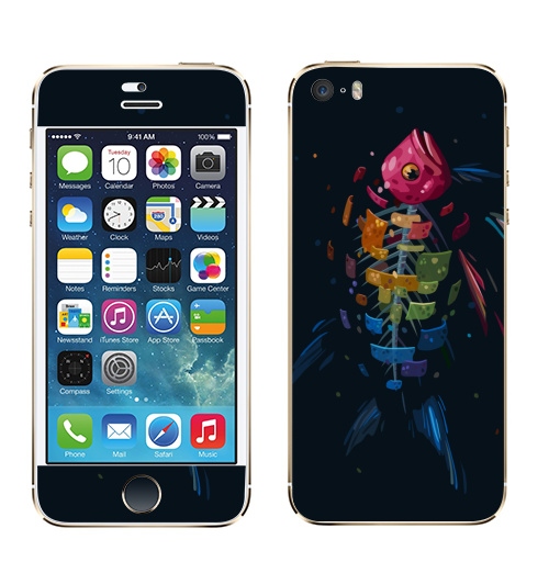 Наклейка на Телефон Apple iPhone 5S, 5SE Мистическая Рыба,  купить в Москве – интернет-магазин Allskins, подводный, рыба, сюрреализм, морская, радуга, чешуя