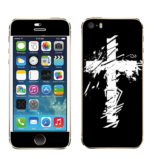 Наклейка на Телефон Apple iPhone 5S, 5SE Крест во всю грудь,  купить в Москве – интернет-магазин Allskins, черно-белое, татуировки, гранж, крест, христианство, святое, черный