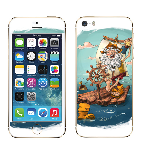 Наклейка на Телефон Apple iPhone 5S, 5SE Главное - плыть вперед!,  купить в Москве – интернет-магазин Allskins, пират, морская, плот, оптимизм, персонажи, борода