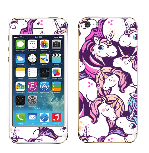Наклейка на Телефон Apple iPhone 5S, 5SE Единорогов много не бывает,  купить в Москве – интернет-магазин Allskins, мило, голубой, фиолетовый, розовый, лошадь, сказки, магия, единорог
