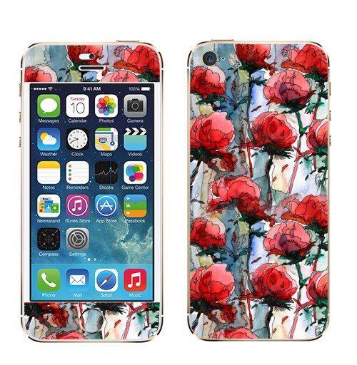 Наклейка на Телефон Apple iPhone 5S, 5SE Розы,  купить в Москве – интернет-магазин Allskins, графика, иллюстрации, композиция, цветы, фантазия, счастье