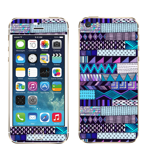 Наклейка на Телефон Apple iPhone 5S, 5SE Полосатый узор. Синие тона,  купить в Москве – интернет-магазин Allskins, полоска, паттерн, дудлы, геометрия, розовый, синий, полосатый, графика