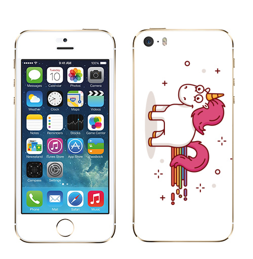 Наклейка на Телефон Apple iPhone 5S, 5SE Счастливый единорог,  купить в Москве – интернет-магазин Allskins, единорог, лошадь, пони, счастье, розовый, радуга, рог, радость, улыбка