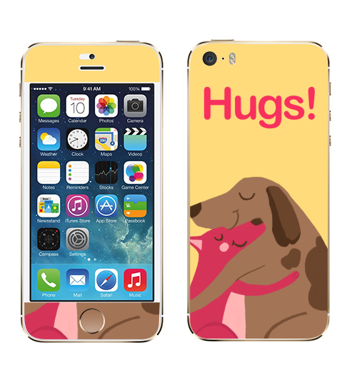 Наклейка на Телефон Apple iPhone 5S, 5SE Собаки-Обнимаки,  купить в Москве – интернет-магазин Allskins, любовь, собаки, обнимашки, обьятья