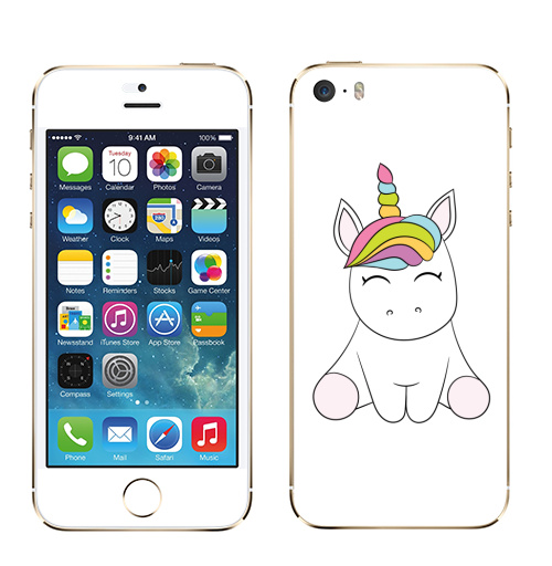 Наклейка на Телефон Apple iPhone 5S, 5SE Единорожек,  купить в Москве – интернет-магазин Allskins, милые животные, радуга, магия, детские, животные, мило, единорог
