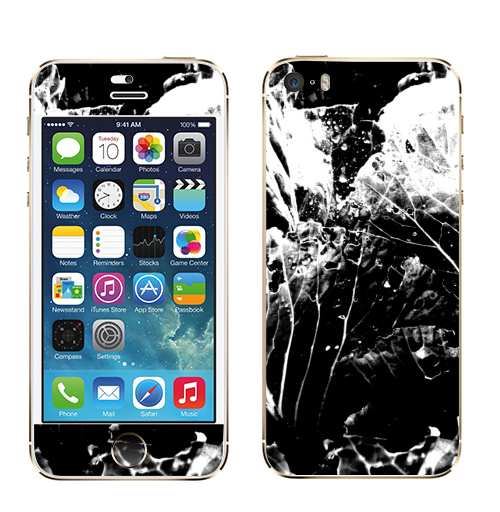 Наклейка на Телефон Apple iPhone 5S, 5SE Растительное,  купить в Москве – интернет-магазин Allskins, черно-белое, лесной, природа, листья, Темная, черный, графика, растительный, растение