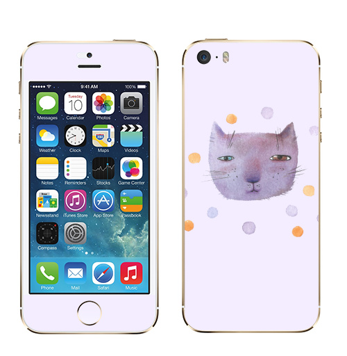 Наклейка на Телефон Apple iPhone 5S, 5SE Котик и шары,  купить в Москве – интернет-магазин Allskins, кошка, животные, подарки, снег, лев