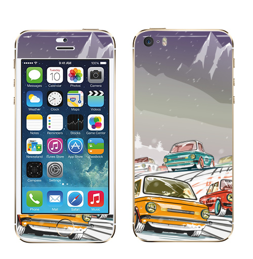 Наклейка на Телефон Apple iPhone 5S, 5SE Ралли винтаж зимняя ночь,  купить в Москве – интернет-магазин Allskins, ралли, винтаж, автомобиль, тачка, гонки, автоспорт, спорт, горы, зима