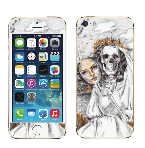 Наклейка на Телефон Apple iPhone 5S, 5SE Последняя невеста,  купить в Москве – интернет-магазин Allskins, смерть, скелет, череп, невеста, маска, графика