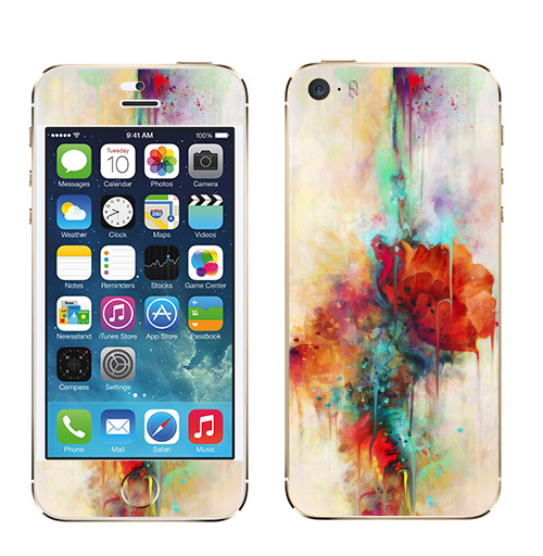Наклейка на Телефон Apple iPhone 5S, 5SE Абстракция акварельная,  купить в Москве – интернет-магазин Allskins, мак, акварель, фантазия, цветы, цвет, брызги, клякса, весна, рисунки
