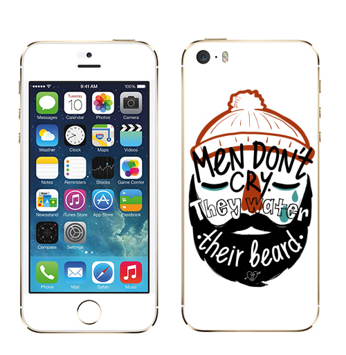 Наклейка на Телефон Apple iPhone 5S, 5SE Мужчины не плачут,  купить в Москве – интернет-магазин Allskins, мужские, борода, усы
