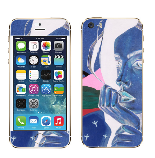 Наклейка на Телефон Apple iPhone 5S, 5SE Озерная,  купить в Москве – интернет-магазин Allskins, поп-арт, модный, живопись, красный, синий, яркий, озеро, горы