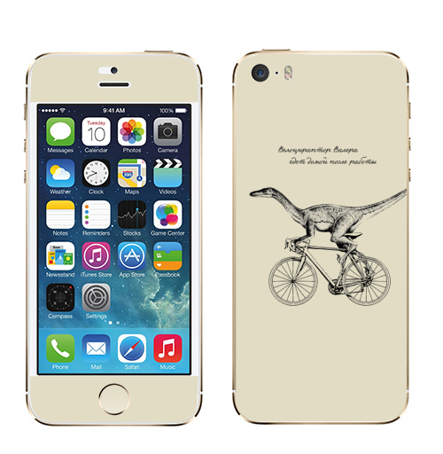 Наклейка на Телефон Apple iPhone 5S, 5SE Велоцираптор Валера,  купить в Москве – интернет-магазин Allskins, велоцираптор, валера, велосипед, графика, надписи, сарказм, одноцветный, остроумно