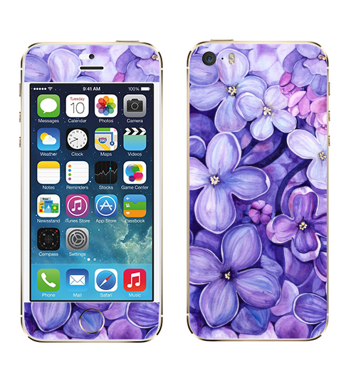 Наклейка на Телефон Apple iPhone 5S, 5SE Акварельная Сирень,  купить в Москве – интернет-магазин Allskins, сиреневый, сирень, сиренево, сиреневая, цветы, lilac, фиолетовый, цветущая