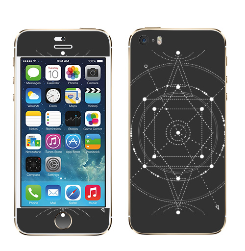 Наклейка на Телефон Apple iPhone 5S, 5SE Тайный код мироздания,  купить в Москве – интернет-магазин Allskins, черно-белое, духовность, секрет, дух, геометрия, сакральное, fashionillustration
