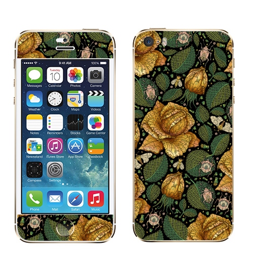 Наклейка на Телефон Apple iPhone 5S, 5SE Fantastic flower,  купить в Москве – интернет-магазин Allskins, зеленый, желтый, Цветочек, цвет, цветы, фантазия, фантастика, иллюстация