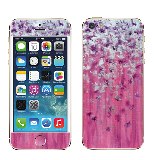 Наклейка на Телефон Apple iPhone 5S, 5SE Цвет настроения розовый,  купить в Москве – интернет-магазин Allskins, женский, розовый, 8 марта, женственно, серебро, серебряные, фиолетовый, живопись, акрил