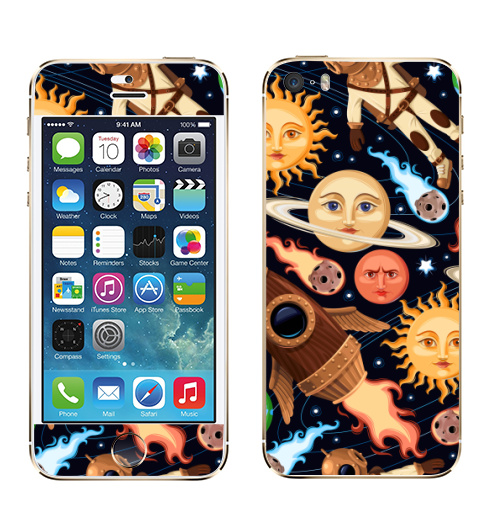 Наклейка на Телефон Apple iPhone 5S, 5SE Ретропланеты,  купить в Москве – интернет-магазин Allskins, космос, паттерн, астрономия, небо, звезда, звездноенебо