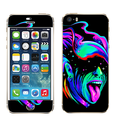 Наклейка на Телефон Apple iPhone 5S, 5SE Электро галактика,  купить в Москве – интернет-магазин Allskins, звезда, гики, музыка, космос, галактика, цвет, черныйфон