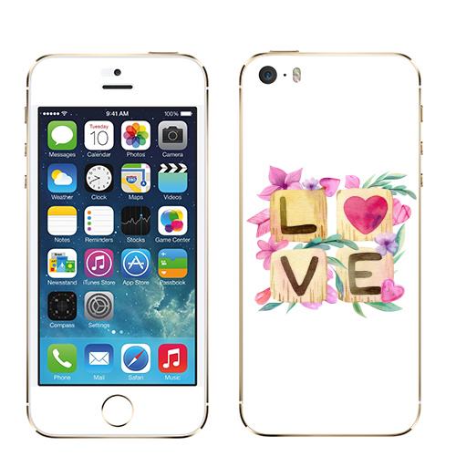 Наклейка на Телефон Apple iPhone 5S, 5SE Любовь в квадрате,  купить в Москве – интернет-магазин Allskins, иллюстация, акварель, розовый, охра, сердце, любовь, день_святого_валентина