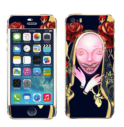 Наклейка на Телефон Apple iPhone 5S, 5SE Инсомния,  купить в Москве – интернет-магазин Allskins, красота, современное, демоны, кукла, ба, бабачка, розы, руки, накидка, человек