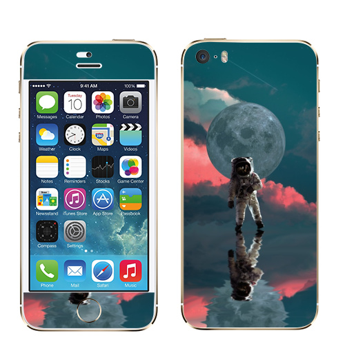 Наклейка на Телефон Apple iPhone 5S, 5SE Я один,  купить в Москве – интернет-магазин Allskins, космос, космонавтика, одиночество, луна, небо