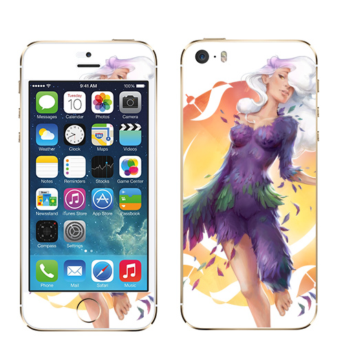 Наклейка на Телефон Apple iPhone 5S, 5SE Разоблачение,  купить в Москве – интернет-магазин Allskins, вдохновение, нежно, миф, девушка, иллюстация, иллюстраторы, перья, облако, женьщина
