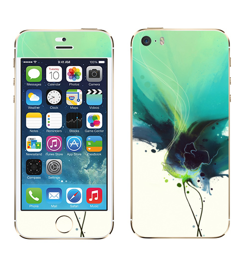 Наклейка на Телефон Apple iPhone 5S, 5SE Абстрактное растение,  купить в Москве – интернет-магазин Allskins, абстракция, лес, флора, искусство, рисунки, акварель, брызги, краски, цветы