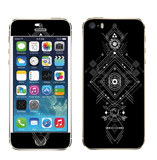 Наклейка на Телефон Apple iPhone 5S, 5SE Мистическая геометрия,  купить в Москве – интернет-магазин Allskins, монохром, мистический, геометрический, геометрия, фигуры