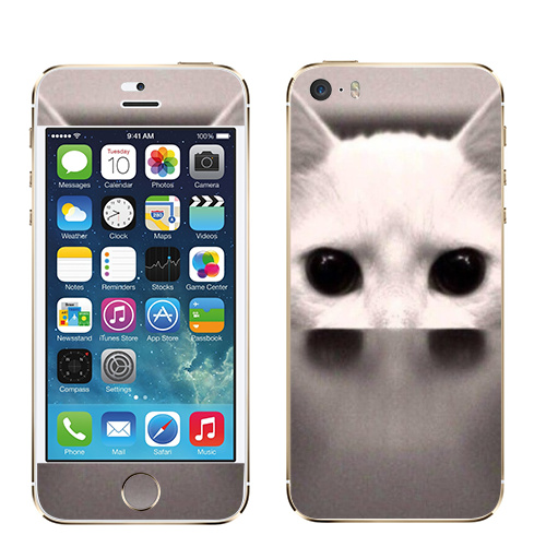 Наклейка на Телефон Apple iPhone 5S, 5SE Сквозь...,  купить в Москве – интернет-магазин Allskins, черно-белый, киса, кошка, глаз, фотография