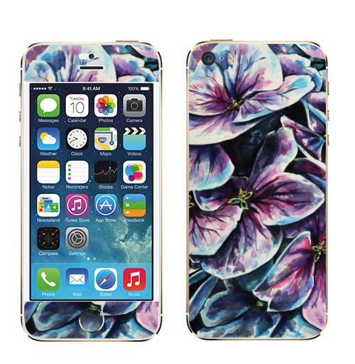 Наклейка на Телефон Apple iPhone 5S, 5SE Фиолетовые цветы,  купить в Москве – интернет-магазин Allskins, фиолетовый, акварель, цветокакварель, цветы