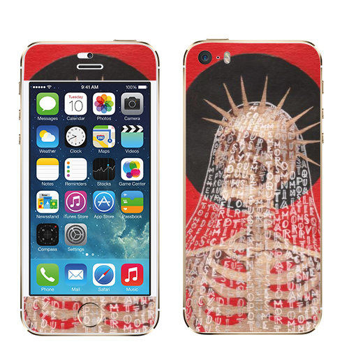 Наклейка на Телефон Apple iPhone 5S, 5SE Золотой скелет,  купить в Москве – интернет-магазин Allskins, философские, смерть, скелет, череп, золото, красный