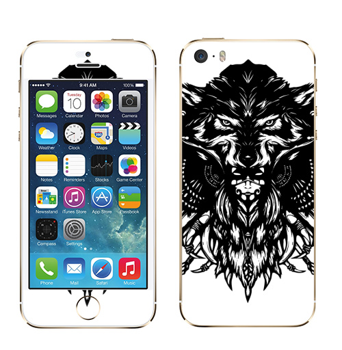 Наклейка на Телефон Apple iPhone 5S, 5SE Девушка волк,  купить в Москве – интернет-магазин Allskins, сюрреализм, этно