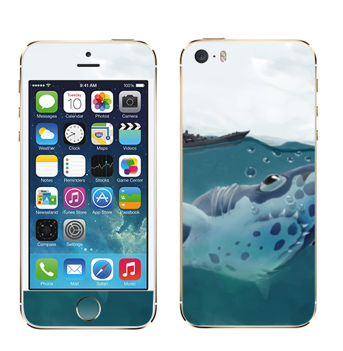 Наклейка на Телефон Apple iPhone 5S, 5SE Акулазаврище,  купить в Москве – интернет-магазин Allskins, акула, опасность, опасная, рыба, гигант, динозавры, подводная, существо, монстры, забавная, смешные, детские, казуальная, рисунки, лупоглазая, корабль, военные