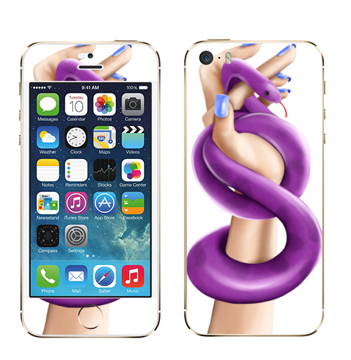 Наклейка на Телефон Apple iPhone 5S, 5SE Змея фуксия в женской власти,  купить в Москве – интернет-магазин Allskins, девушка, руки, фиолетовый, фуксия, нежно, хэллоуин, змея