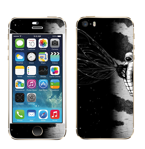 Наклейка на Телефон Apple iPhone 5S, 5SE Береза,  купить в Москве – интернет-магазин Allskins, сюрреализм, астронавт, космос, фантастика, черно-белое, берёзки, космонавтика