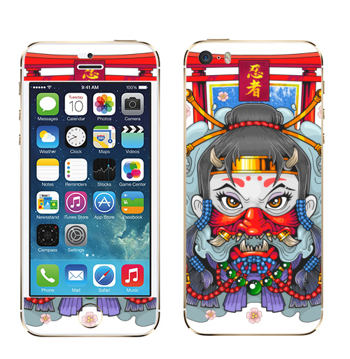 Наклейка на Телефон Apple iPhone 5S, 5SE Девушка ниндзя,  купить в Москве – интернет-магазин Allskins, мистика, ниндзя, ассасин, они, демоны, азия, shinobi, Япония, манга, девушка, мифология