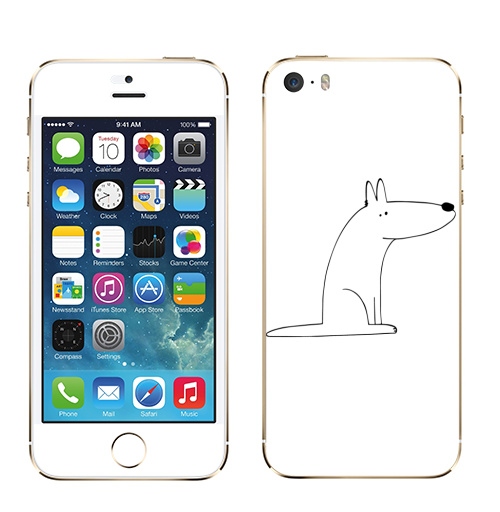 Наклейка на Телефон Apple iPhone 5S, 5SE Собака сидит,  купить в Москве – интернет-магазин Allskins, собакаулыбака, собаки, волк, линейное, графика, белаясобака, животное, Смотрящий, природа, лаконичное, персонажи, детские, мужские, ветеринар