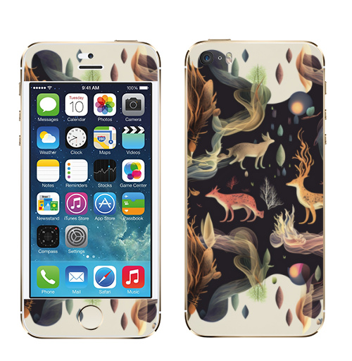 Наклейка на Телефон Apple iPhone 5S, 5SE Волшебные олени,  купить в Москве – интернет-магазин Allskins, абстракия, олень