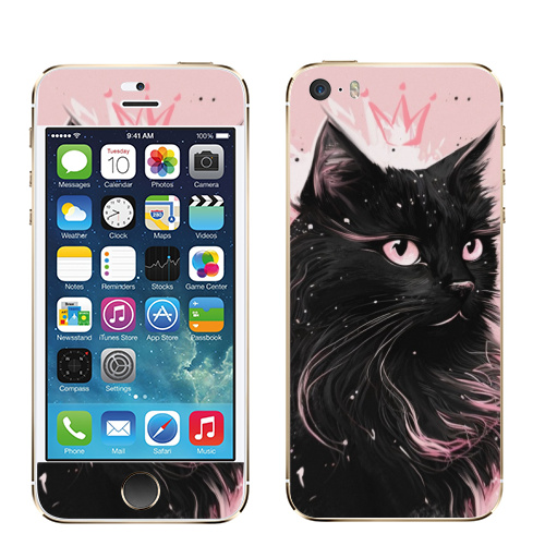 Наклейка на Телефон Apple iPhone 5S, 5SE Властительница мурлыканья,  купить в Москве – интернет-магазин Allskins, сарказм, кошка, корона, королева, черный, кота, пушистая, розовый